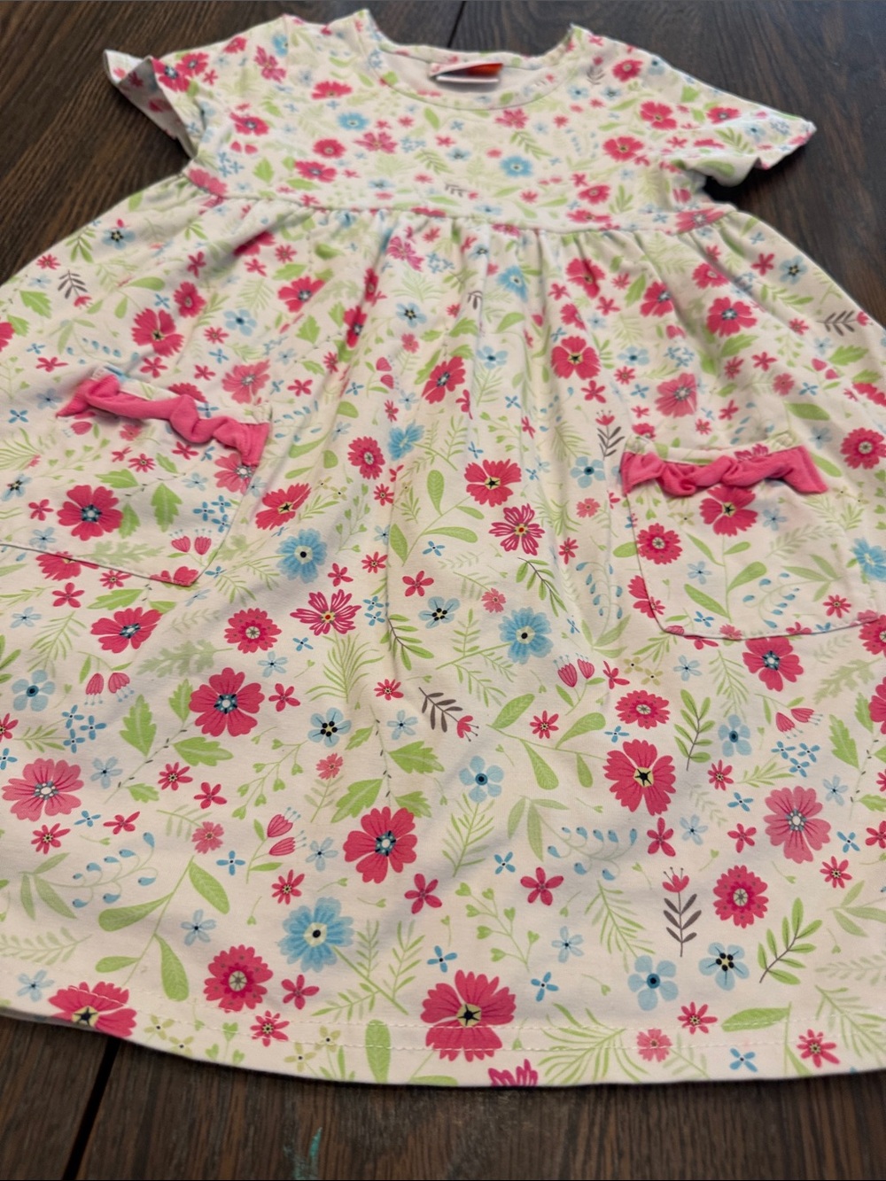 Jellybean Size 5 Girls' Floral Pocket Dress - Pink & Blue
